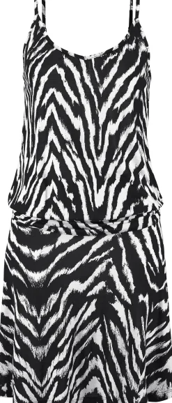 Kleider|Beachtime Strandkleid schwarz-weiß-bedruckt