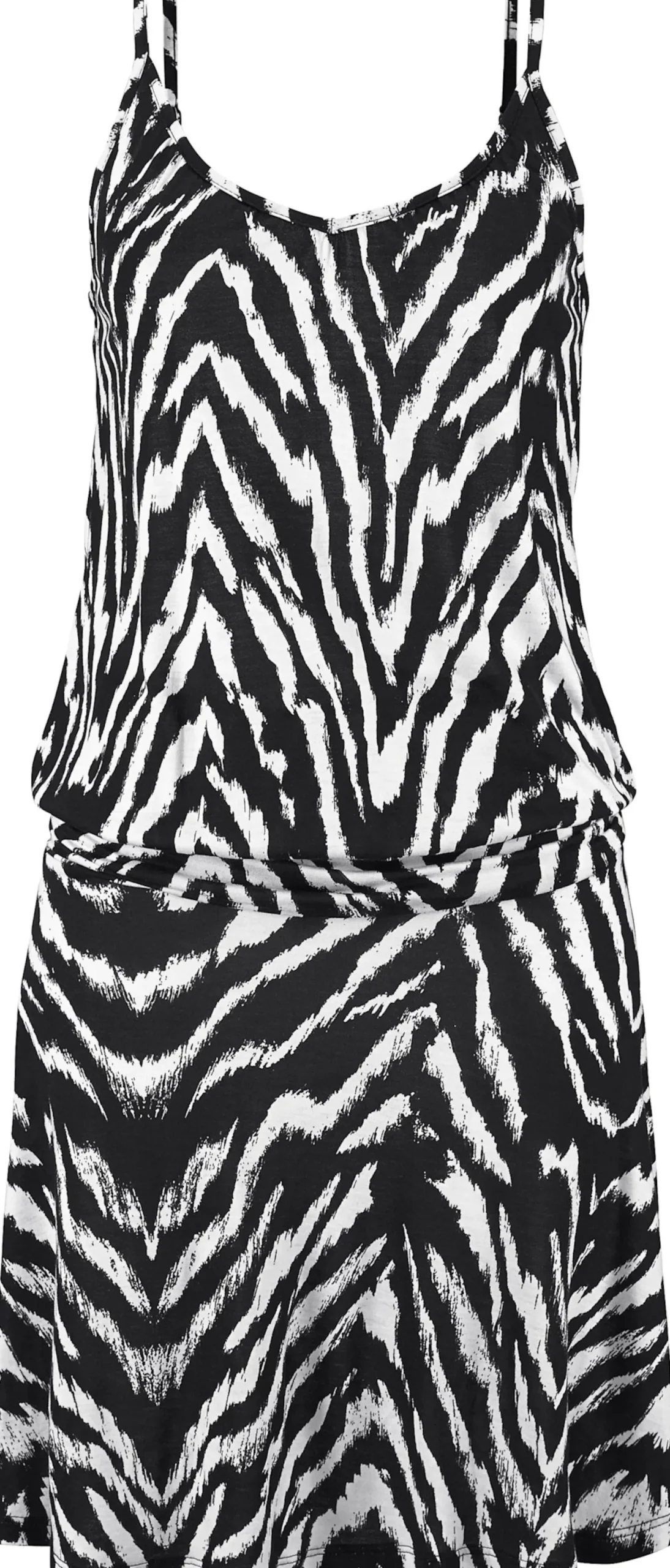 Kleider|Beachtime Strandkleid schwarz-weiß-bedruckt