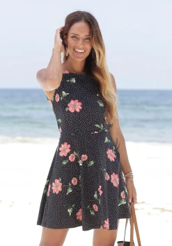 Strandkleider|Beachtime Strandkleid schwarz-rot