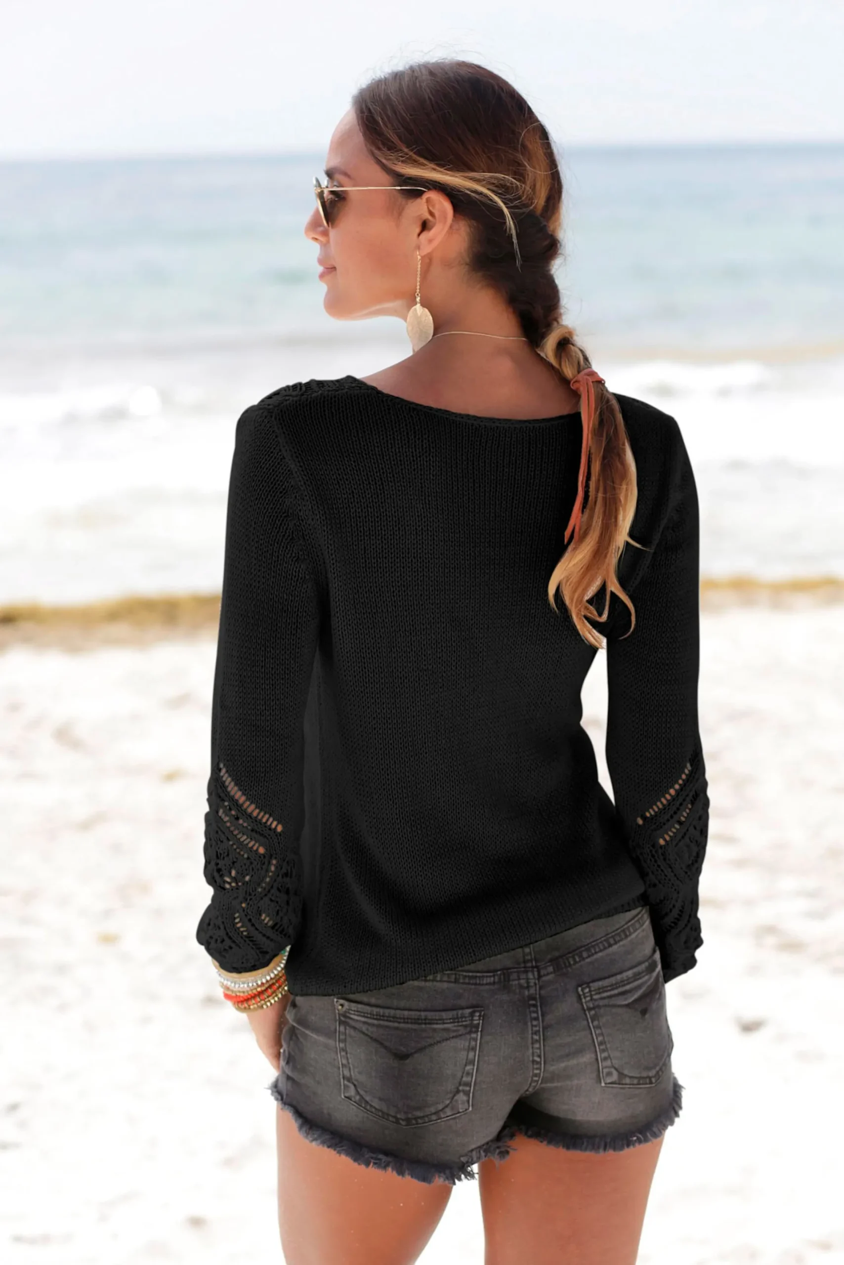 Pullover|LASCANA Strandpullover schwarz