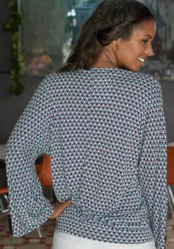 Strandmode|Buffalo Strandshirt türkis-rot-bedruckt