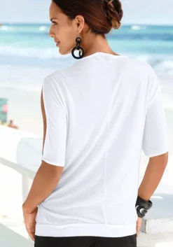 Strandmode|LASCANA Strandshirt weiß-bedruckt