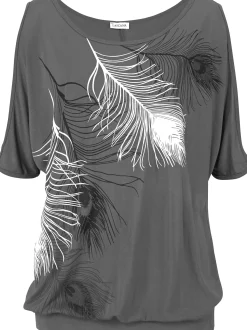 Strandmode|LASCANA Strandshirt grau-bedruckt