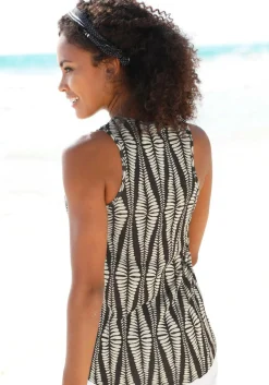 Strandmode|Shirts|LASCANA Strandtop schwarz-sand-bedruckt