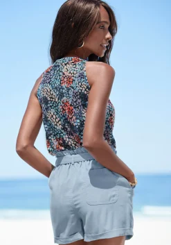 Strandmode|s.Oliver Strandtop blau-korallebedruckt