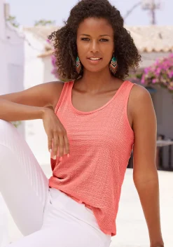 Strandmode|Shirts|Vivance Strandtop apricot,türkis