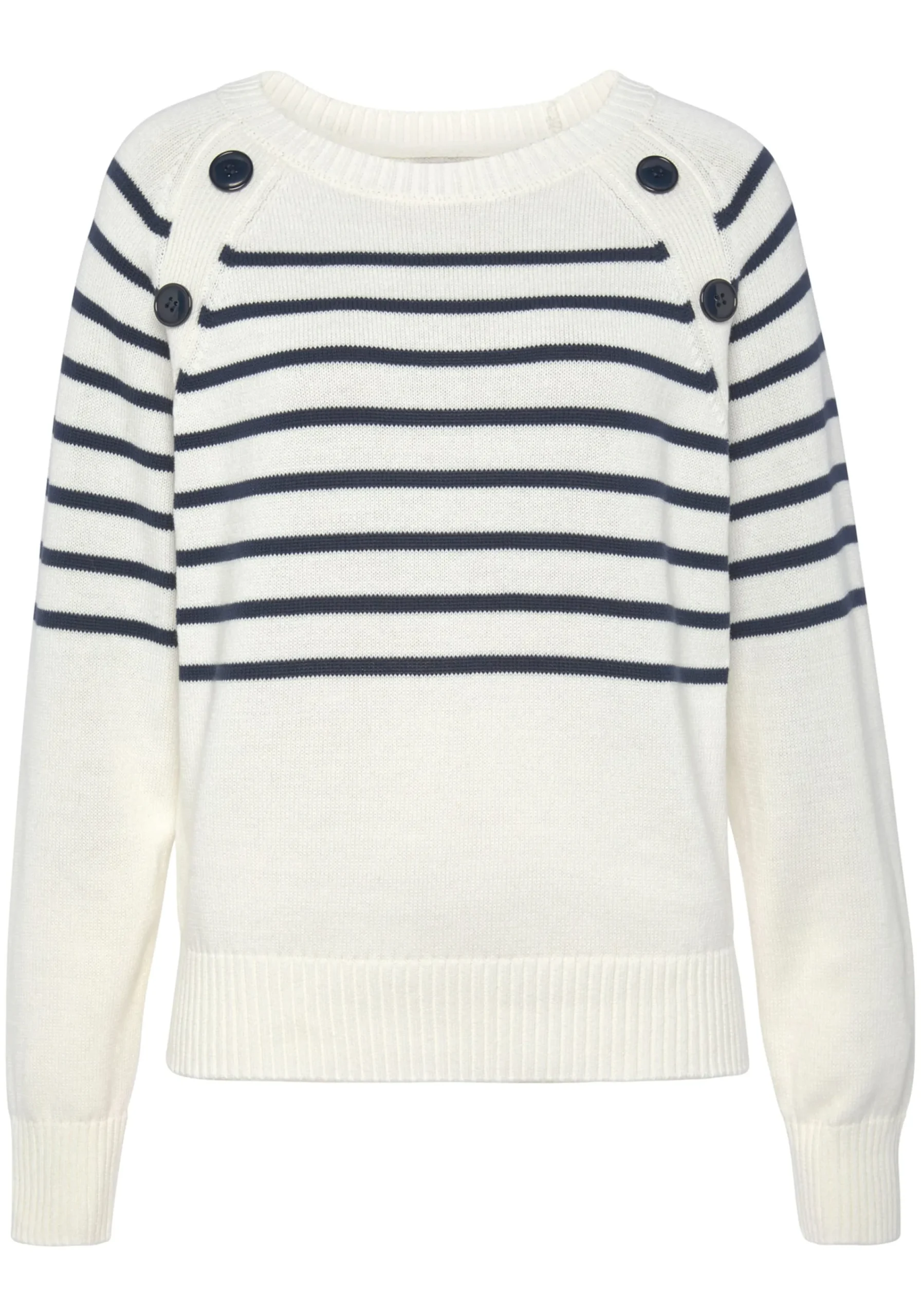 Strandmode|Vivance Streifenpullover weiß-marine