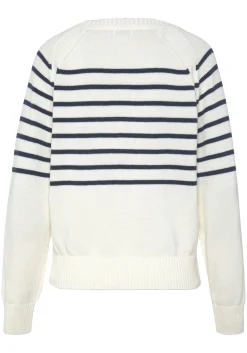 Strandmode|Vivance Streifenpullover weiß-marine
