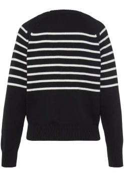 Strandmode|Vivance Streifenpullover schwarz-weiß