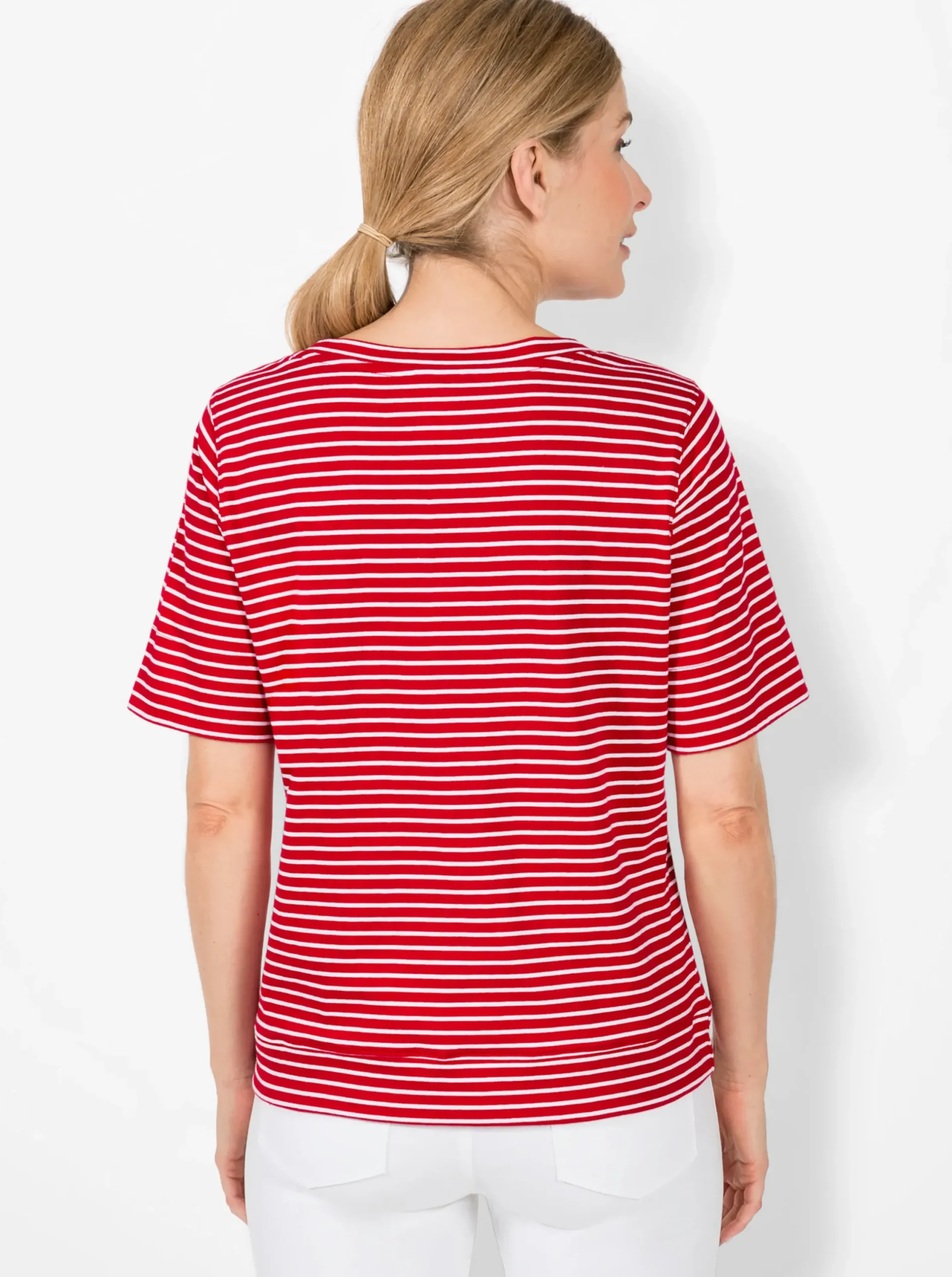 Strandmode|Shirts| Streifenshirt rot-gestreift