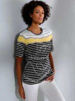Shirts|CREATION L PREMIUM Streifenshirt marine-gelb-geringelt