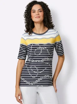 Shirts|CREATION L PREMIUM Streifenshirt marine-gelb-geringelt