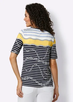 Shirts|CREATION L PREMIUM Streifenshirt marine-gelb-geringelt