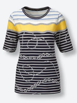 Shirts|CREATION L PREMIUM Streifenshirt marine-gelb-geringelt