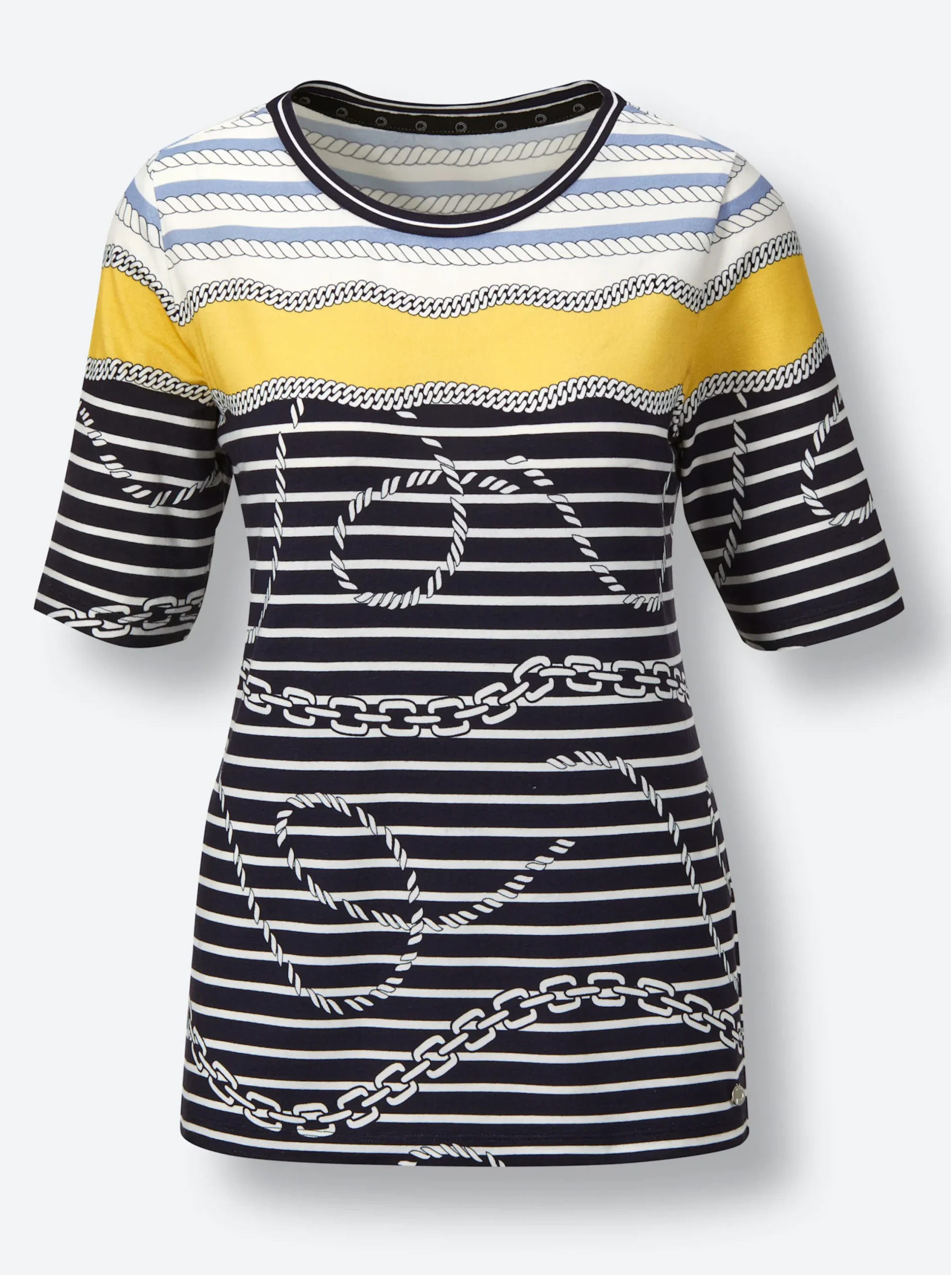 Shirts|CREATION L PREMIUM Streifenshirt marine-gelb-geringelt