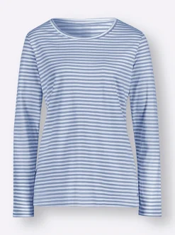 Shirts| Streifenshirt aus Single-Jersey bleu-ecru-geringelt