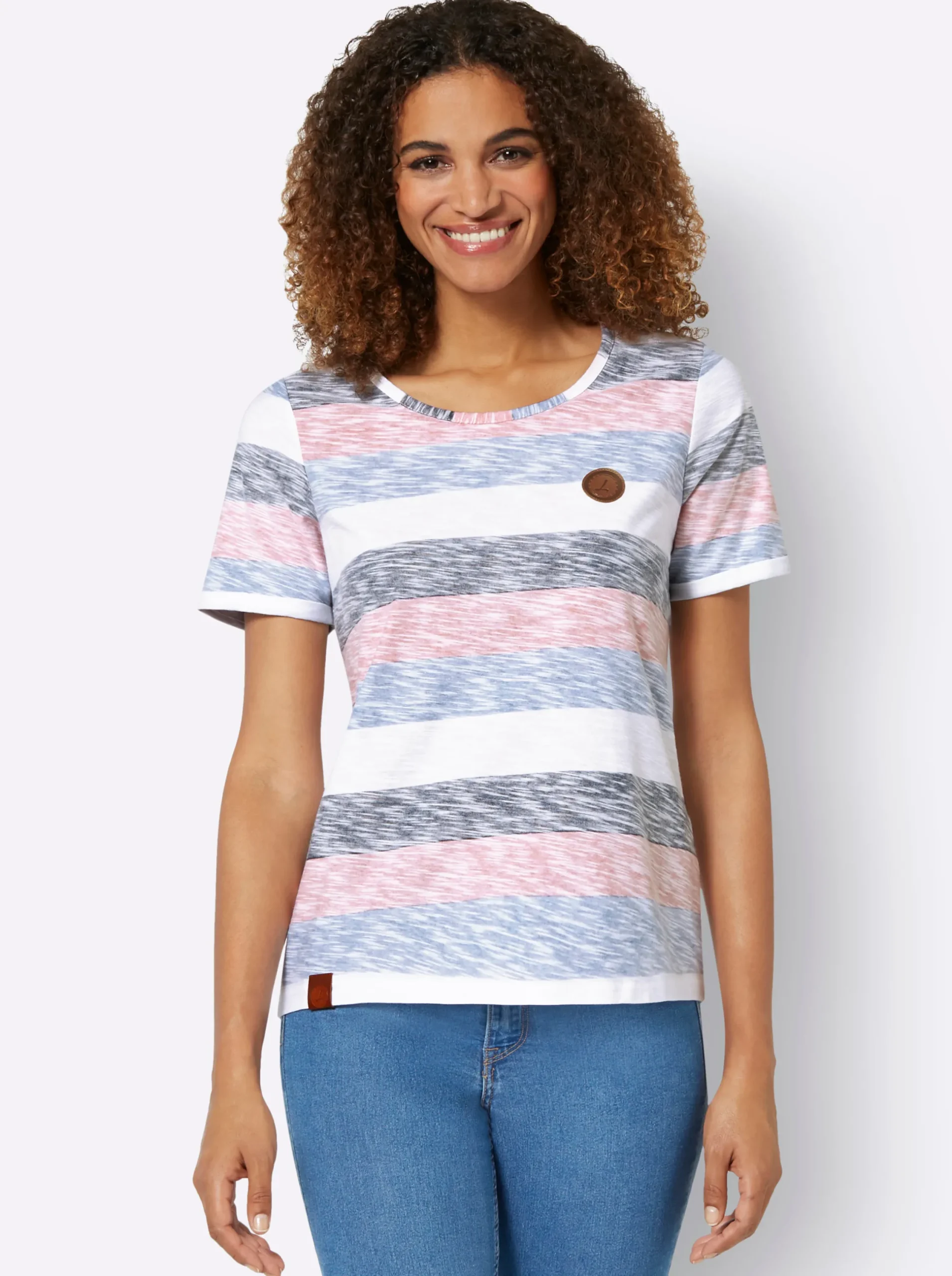 Shirts| Streifenshirt in Flammgarn-Qualität dunkelblau-weiß-gestreift
