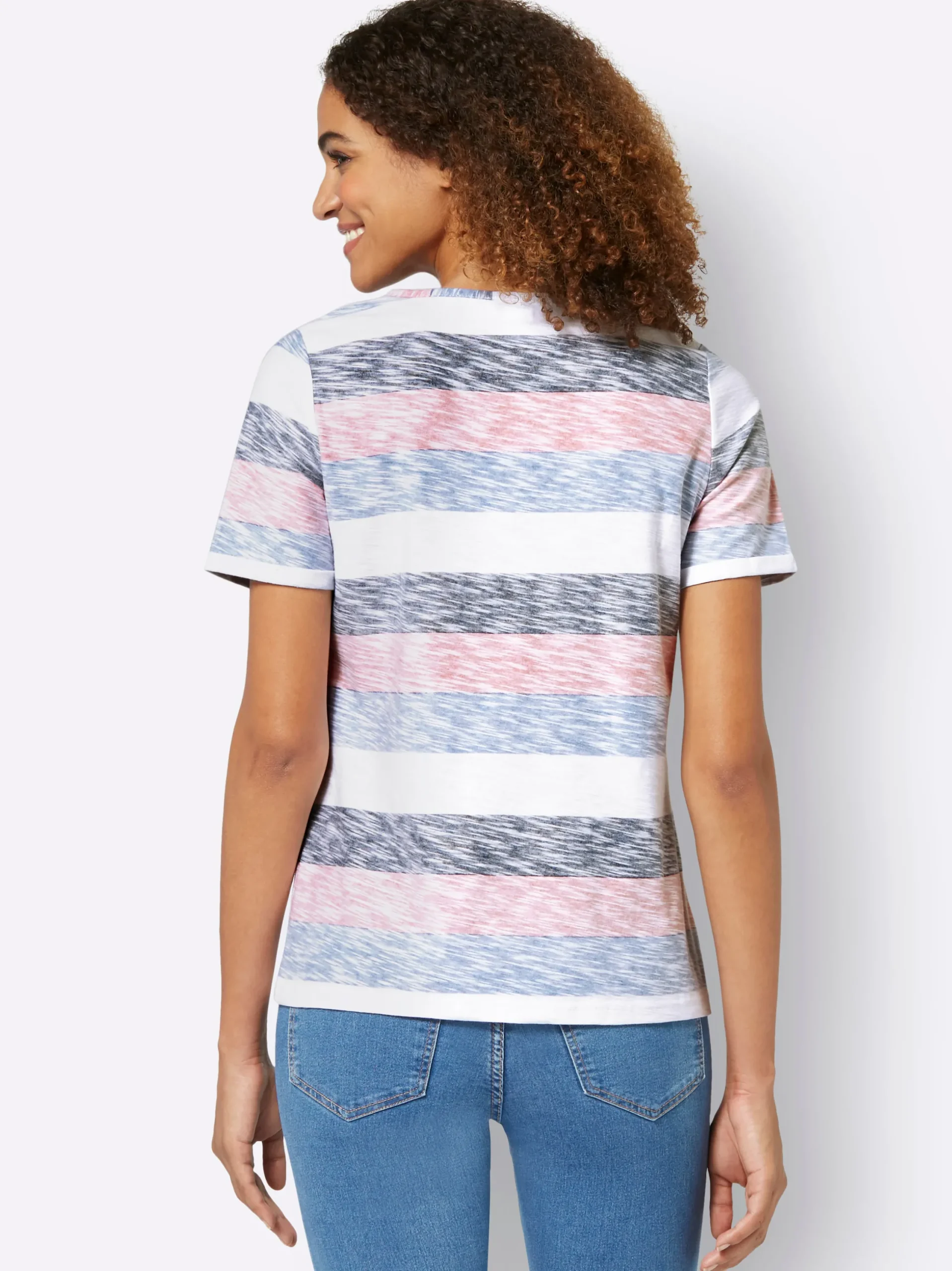 Shirts| Streifenshirt in Flammgarn-Qualität dunkelblau-weiß-gestreift