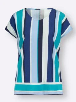 Strandmode| Streifenshirt in mehrfarbigem Mix weiß-royalblau-gestreift