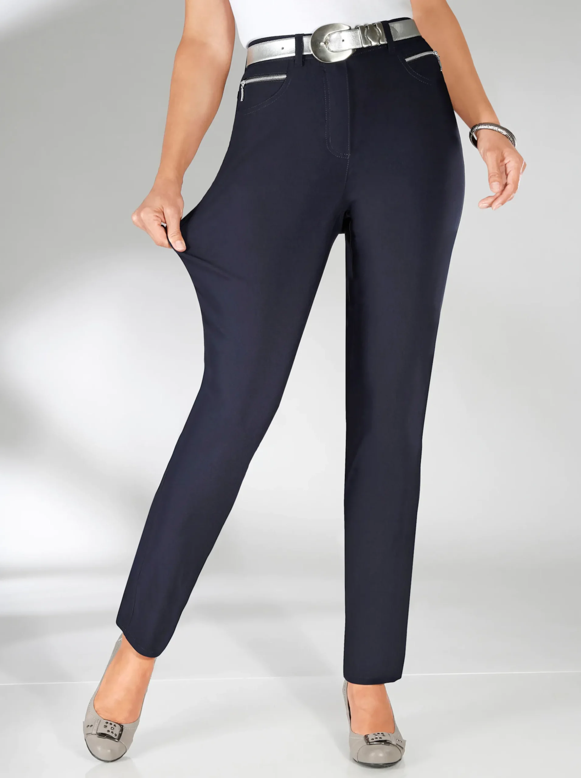 Hosen|Stehmann Comfort line Stretch-Hose mit Zier-Taschen vorne marine