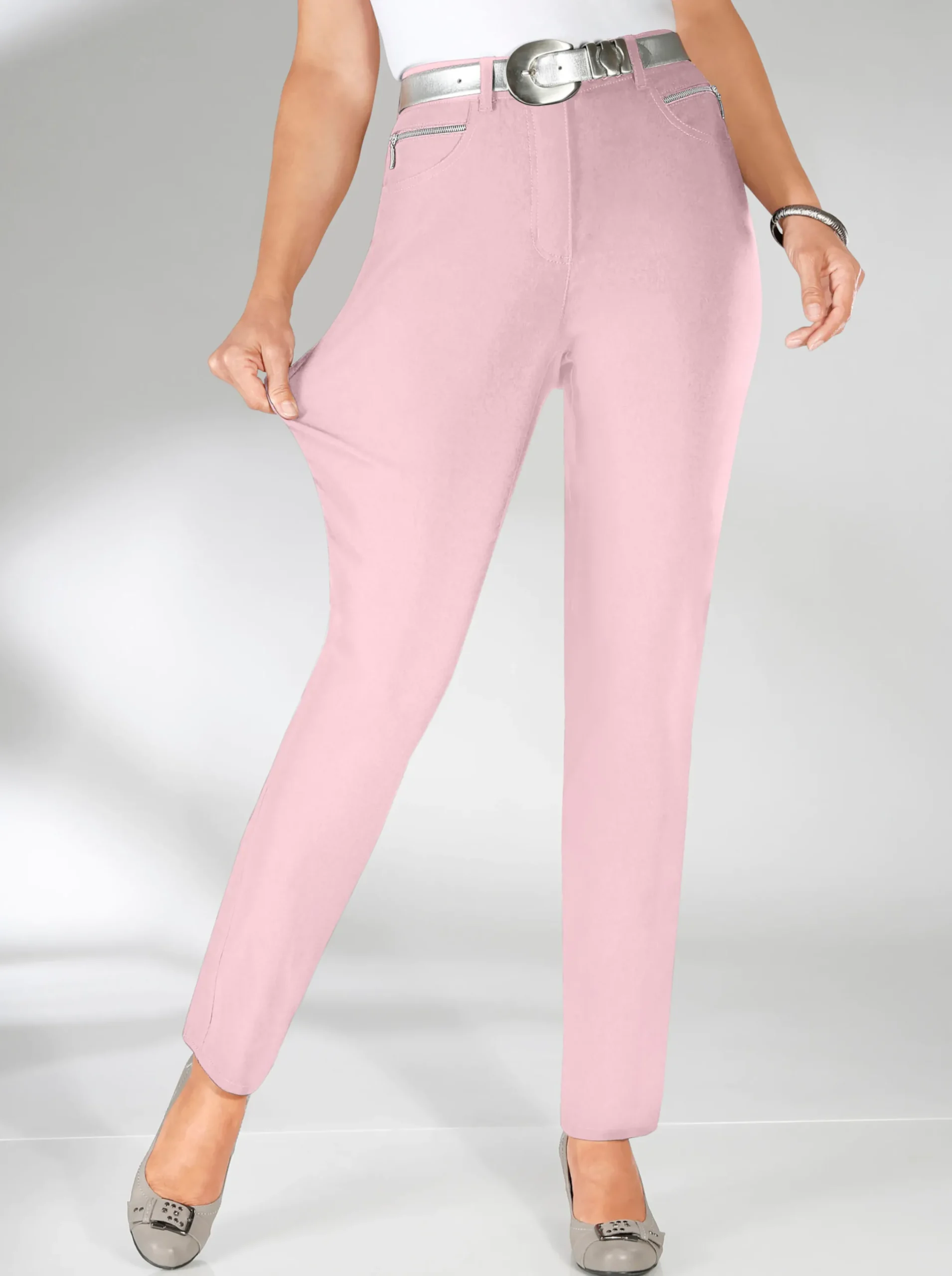 Hosen|Stehmann Comfort line Stretch-Hose mit Zier-Taschen vorne rosé