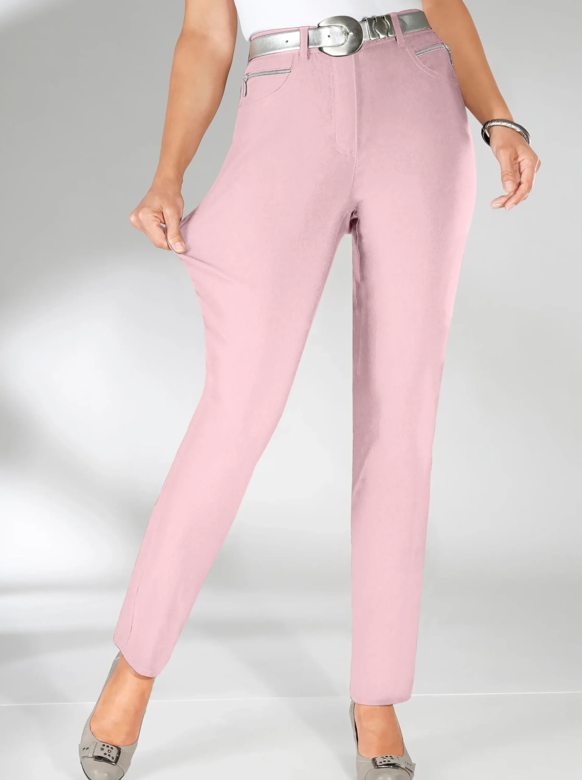 Hosen|Stehmann Comfort line Stretch-Hose mit Zier-Taschen vorne rosé