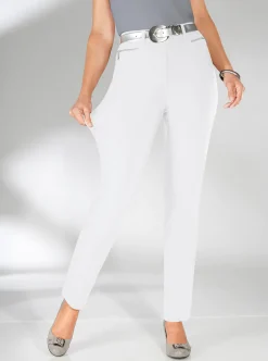 Hosen|Stehmann Comfort line Stretch-Hose mit Zier-Taschen vorne weiß