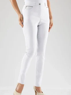 Hosen|Stehmann Comfort line Stretch-Hose mit Zier-Taschen vorne weiß