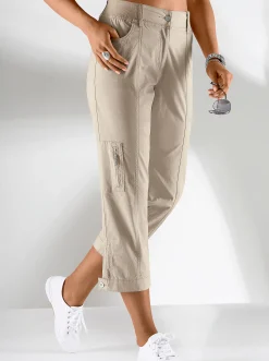 Hosen| Stretch-Hose mit Zipper am Beinabschluss stein