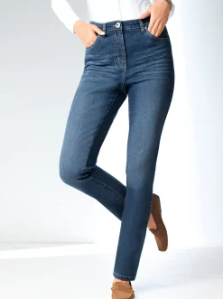 Basics| Stretch-Jeans in Used-Optik darkblue