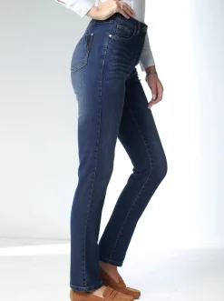 Basics| Stretch-Jeans in Used-Optik darkblue