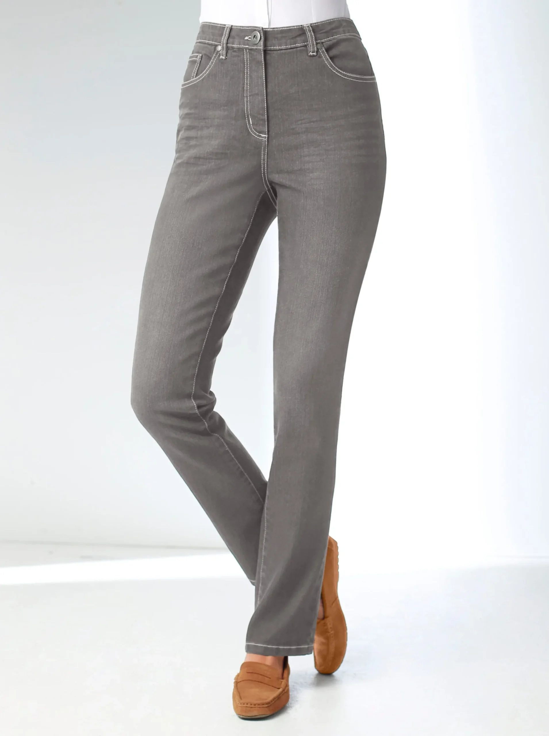 Basics| Stretch-Jeans in Used-Optik grey-denim