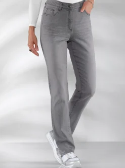 Basics| Stretch-Jeans in Used-Optik grey-denim