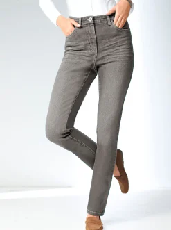 Basics| Stretch-Jeans in Used-Optik grey-denim