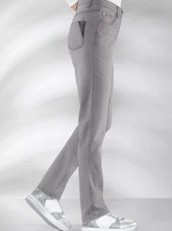 Basics| Stretch-Jeans in Used-Optik grey-denim