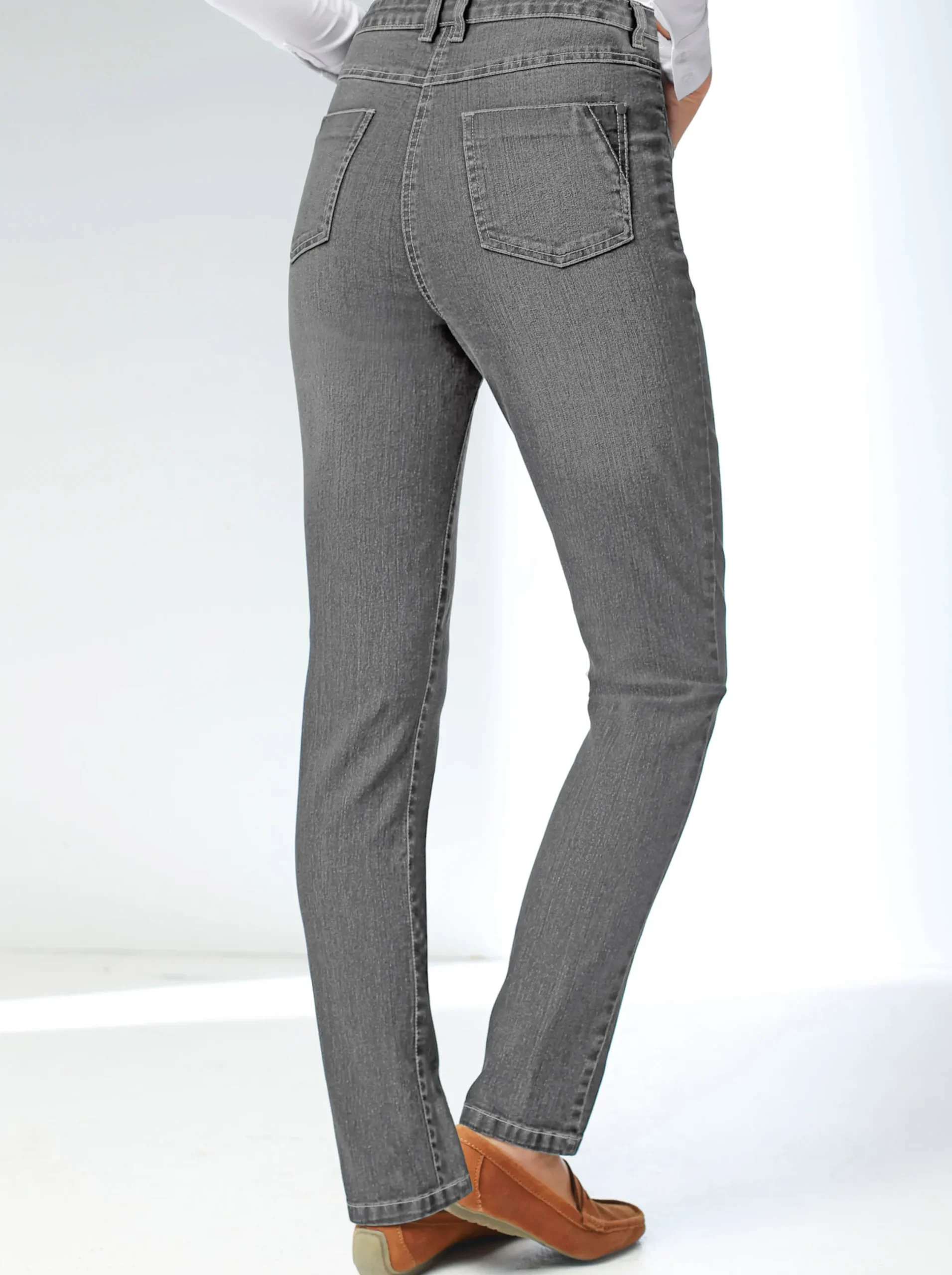 Basics| Stretch-Jeans in Used-Optik grey-denim