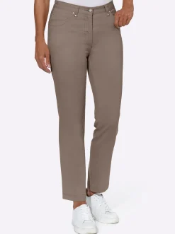 Jeans| Stretch-Jeans mit Glitzersteinchen hinten taupe