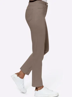 Jeans| Stretch-Jeans mit Glitzersteinchen hinten taupe