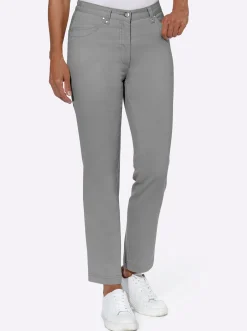 Jeans| Stretch-Jeans mit Glitzersteinchen hinten grau