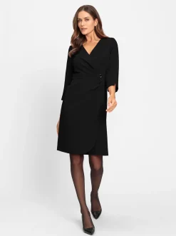 Abendkleider|heine Stretchkleid in Wickel-Optik schwarz