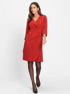 Abendkleider|heine Stretchkleid in Wickel-Optik rot