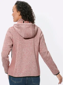 Jacken| Strickfleecejacke mit seitlichen Strick-Einsätzen rosenholz-meliert