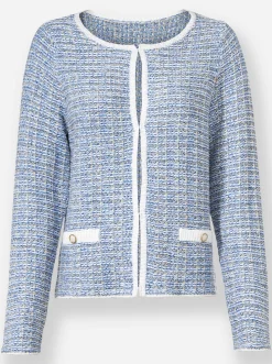 Strickjacken|heine Strickjacke himmelblau-ecru-meliert