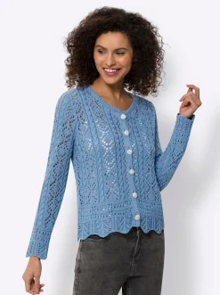 Strandmode|Strickjacken|heine Strickjacke mittelblau