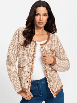 Strickjacken|heine Strickjacke camel-champagner-meliert