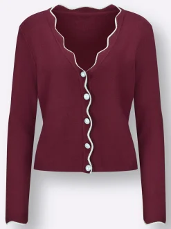 Strickjacken| Strickjacke bordeaux-champagner-gemustert