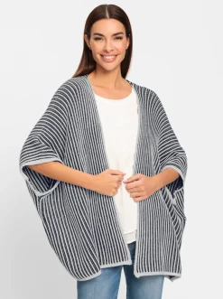 Jacken|heine Strickjacke marine-ecru-gestreift
