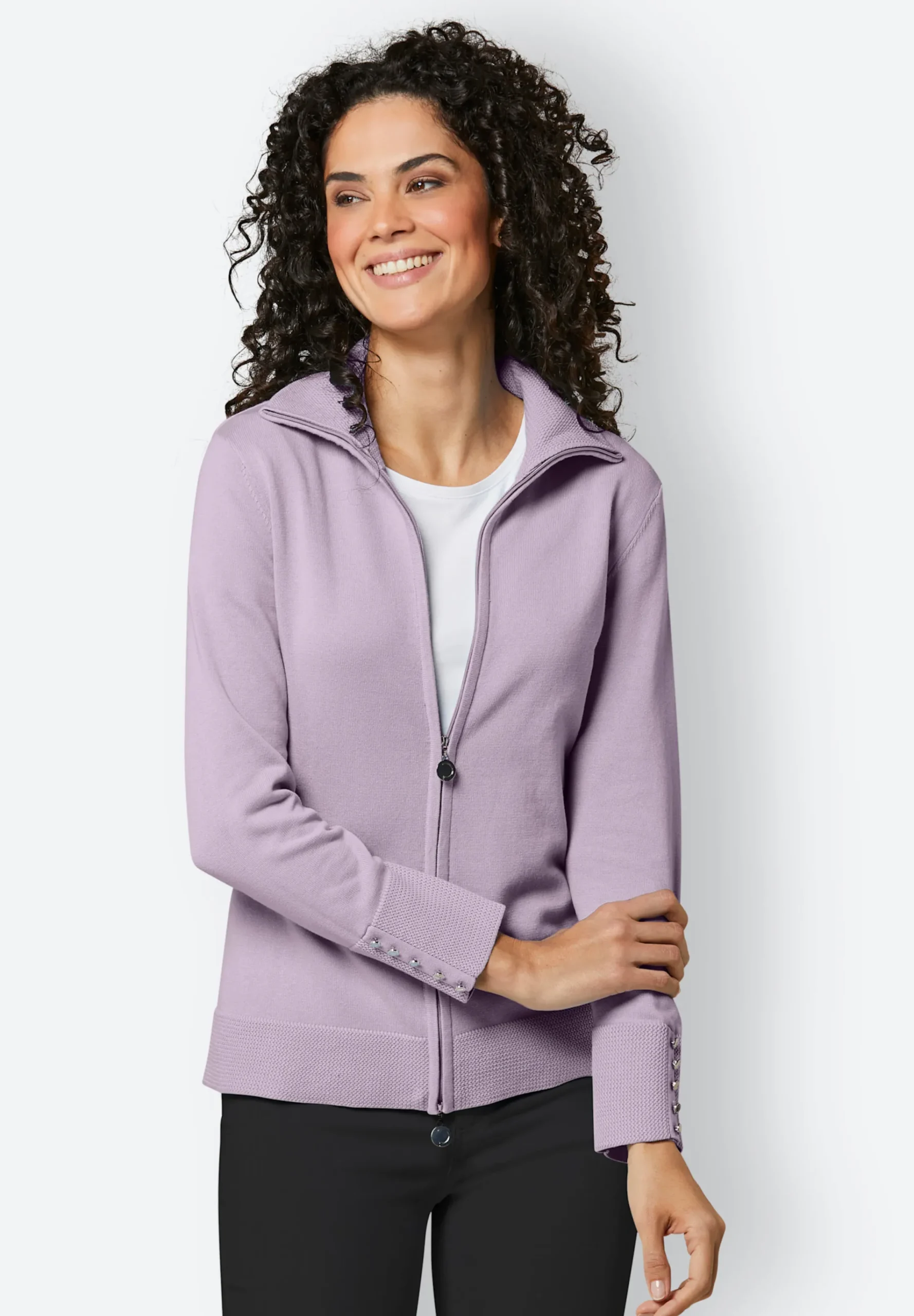 Strickjacken|CREATION L PREMIUM Strickjacke flieder