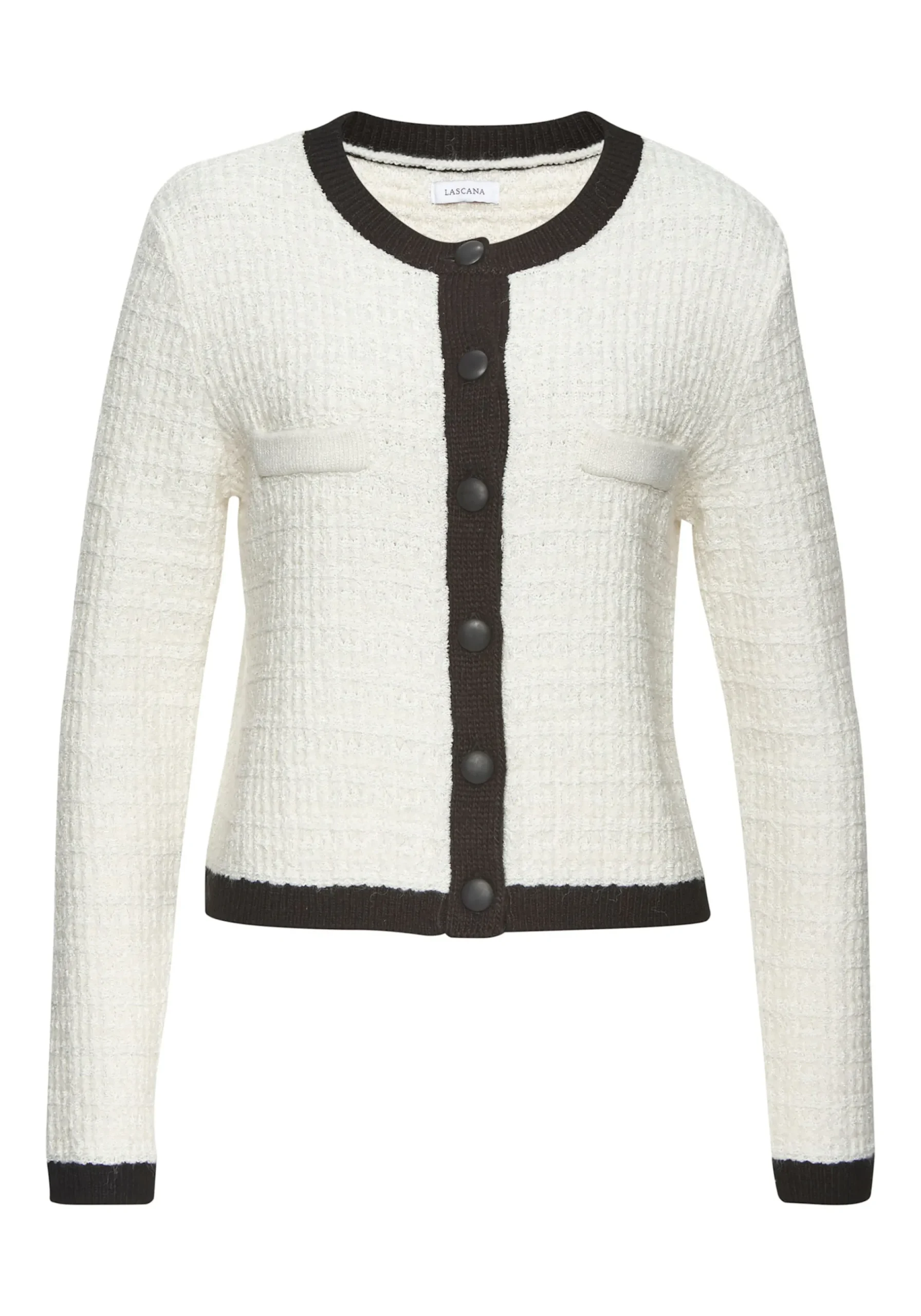 Strickjacken|LASCANA Strickjacke creme-schwarz