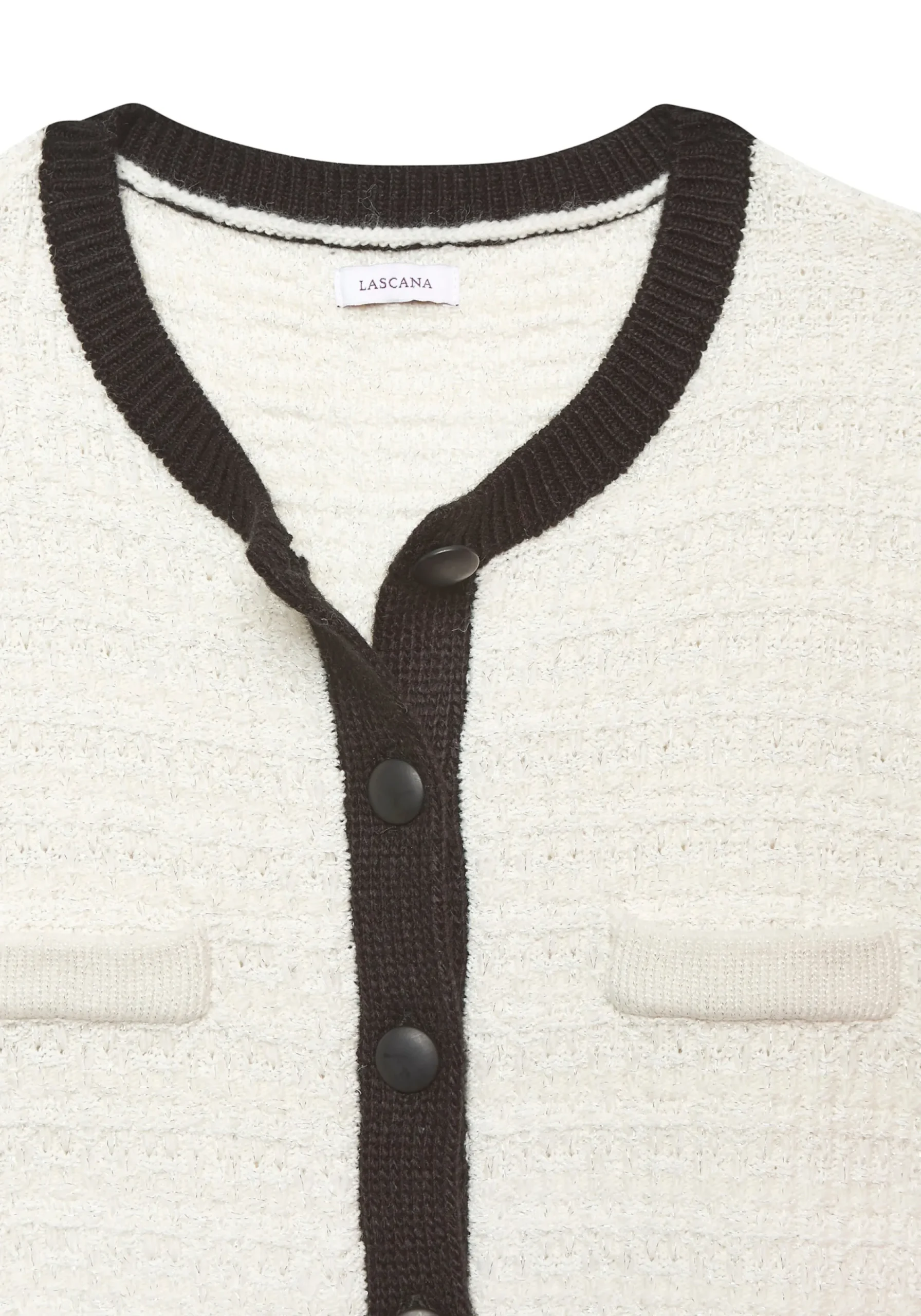 Strickjacken|LASCANA Strickjacke creme-schwarz